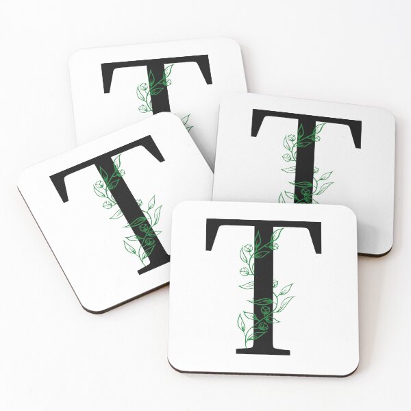 Item preview, T Initial Vine Flower Monogram Decal designed and sold by TrashPandaCreative.