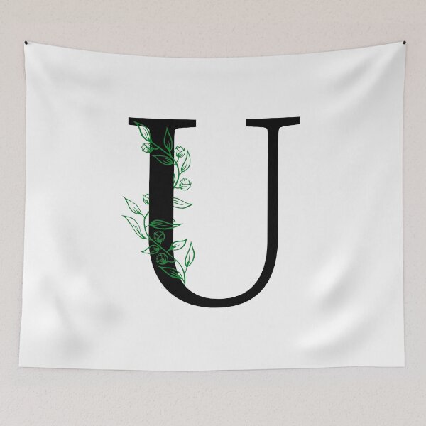 Item preview, U Initial Vine Flower Monogram Decal designed and sold by TrashPandaCreative.