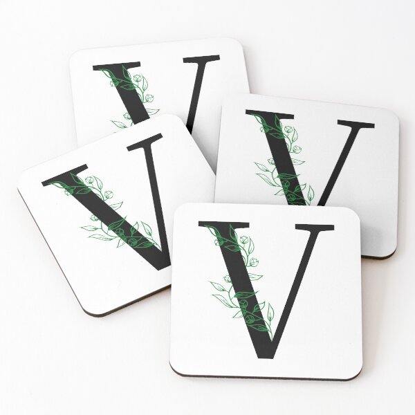 Item preview, V Initial Vine Flower Monogram Decal designed and sold by TrashPandaCreative.