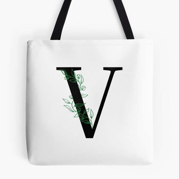 Item preview, V Initial Vine Flower Monogram Decal designed and sold by TrashPandaCreative.