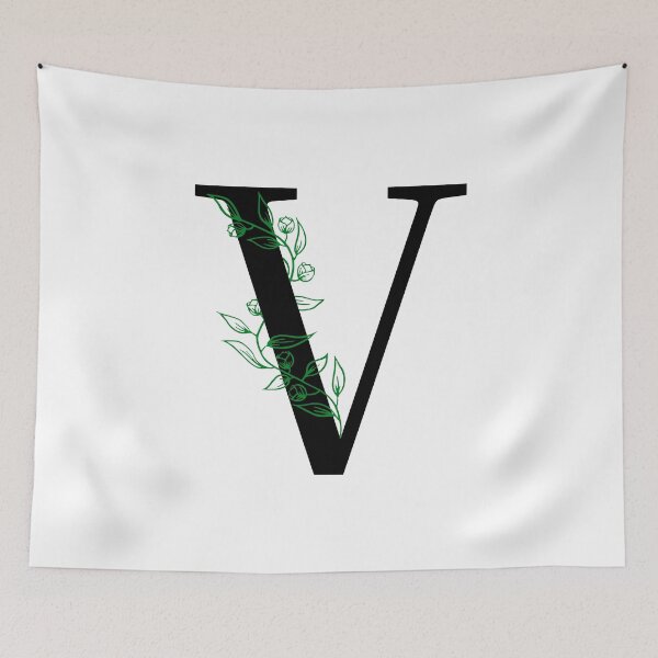 Item preview, V Initial Vine Flower Monogram Decal designed and sold by TrashPandaCreative.
