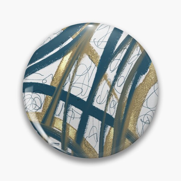 Item preview, Teal Gold Metallic Abstract Art Scribble Oil Paint Mixed Media Painting designed and sold by hopecope.