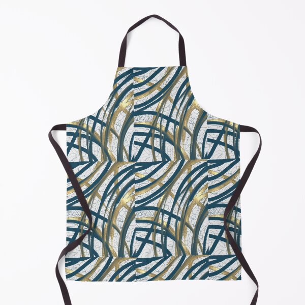 Item preview, Teal Gold Metallic Abstract Art Scribble Oil Paint Mixed Media Painting designed and sold by hopecope.