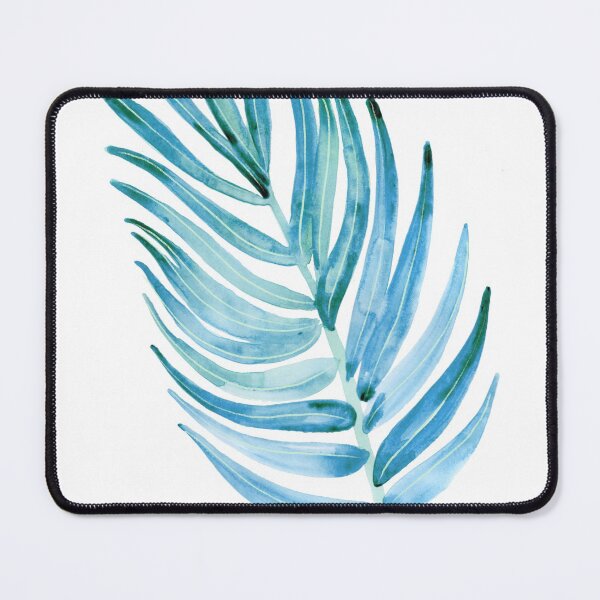 Blue Palm Leaf Mouse Pad