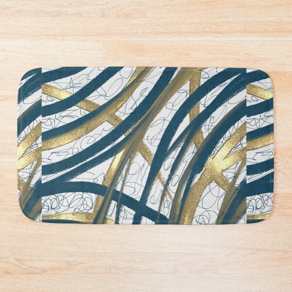 Item preview, Teal Gold Metallic Abstract Art Scribble Oil Paint Mixed Media Painting designed and sold by hopecope.