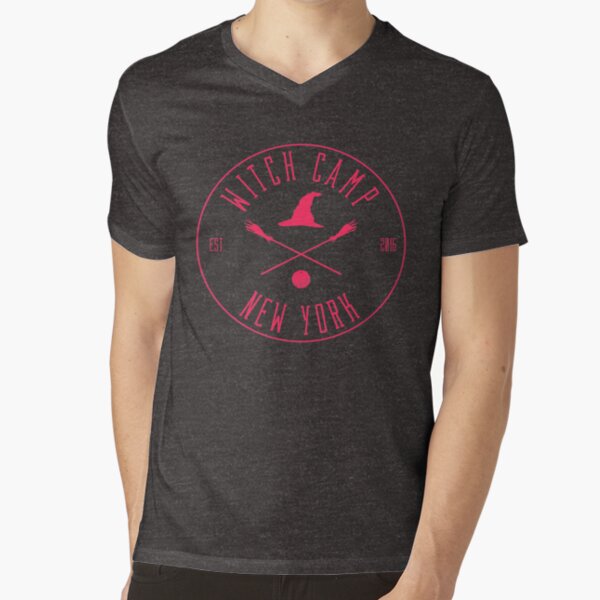Witch Camp New York (pink) V-Neck T-Shirt