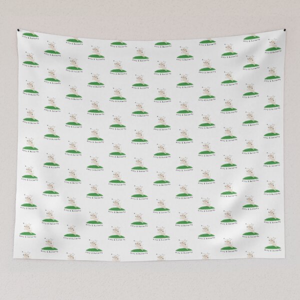 Item preview, Running Kitty & Butterfly On Green Grass designed and sold by kucingmaikan.