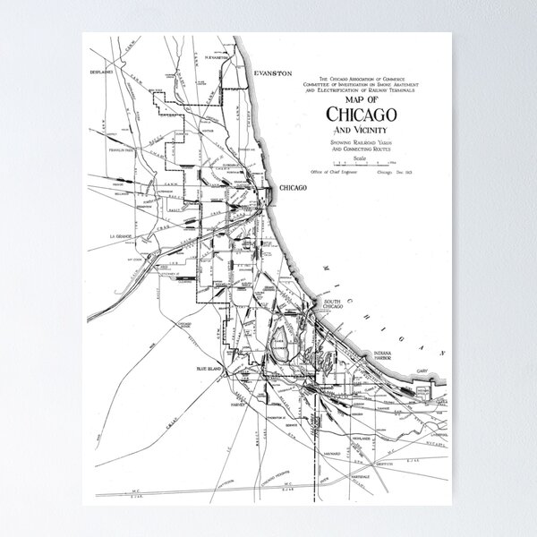 Item preview, Vintage Map of The Chicago Railroad Network (1913)  designed and sold by BravuraMedia.
