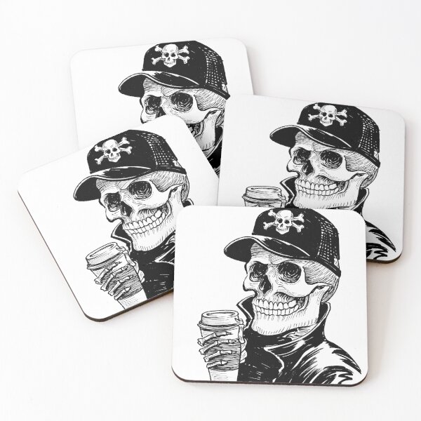 Artikelvorschau, Totenkopf Halloween Kaffeezeit entworfen und verkauft von Inkwell-TikNik.