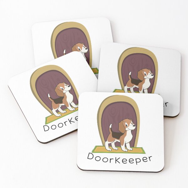 Item preview, Doorkeeper Brown Puppy On Yellow Mat designed and sold by kucingmaikan.