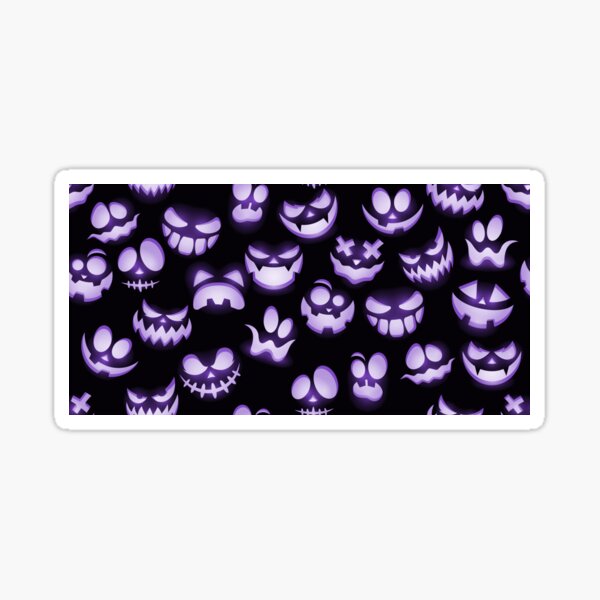 Item preview, Bright Purple Halloween Pumpkin Faces on Black designed and sold by Creepyhollow.