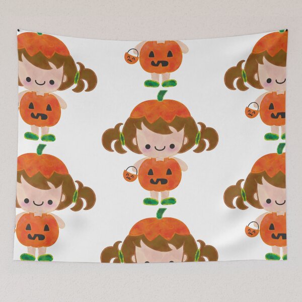 Item preview, Watercolor Halloween pumpkin costume girl designed and sold by Mylittleprints.