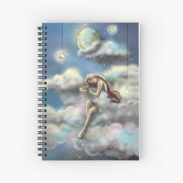 Woman in the clouds, starry sky Spiral Notebook