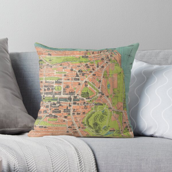 Vintage Map of Edinburgh Scotland (1935) Throw Pillow