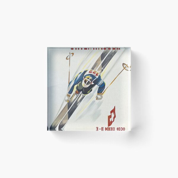 Item preview, Switzerland Vintage Ski Poster designed and sold by vintagevivian.