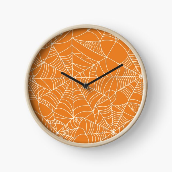 Orange Spiderweb Clock