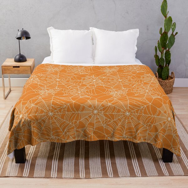 Orange Spiderweb Throw Blanket