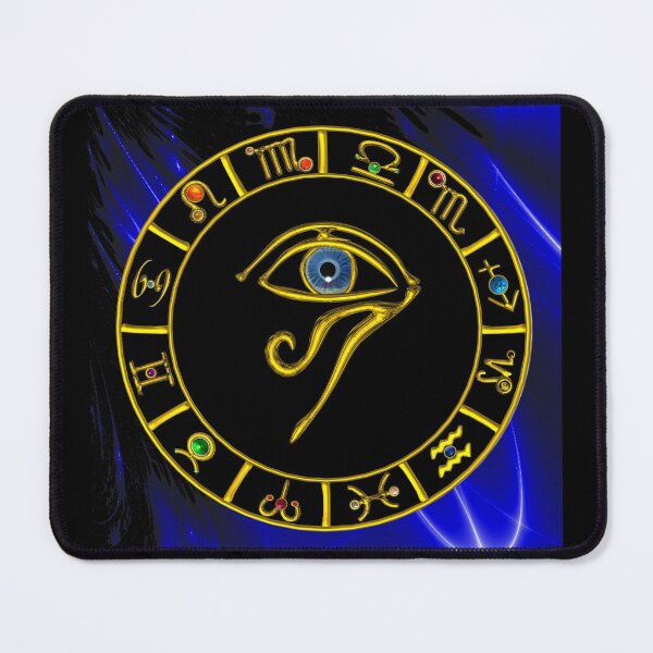 Item preview, ASTRAL HORUS EYE ,BLUE TALISMAN GOLD ZODIACAL SIGNS CHART designed and sold by BulganLumini.