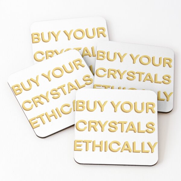 Item preview, 'Buy your crystals ethically' text YELLOW designed and sold by EKLs-Shop.