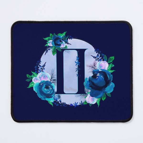 Item preview, Gemini Zodiac Horoscope Blue Floral Monogram designed and sold by Bumblefuzzies.