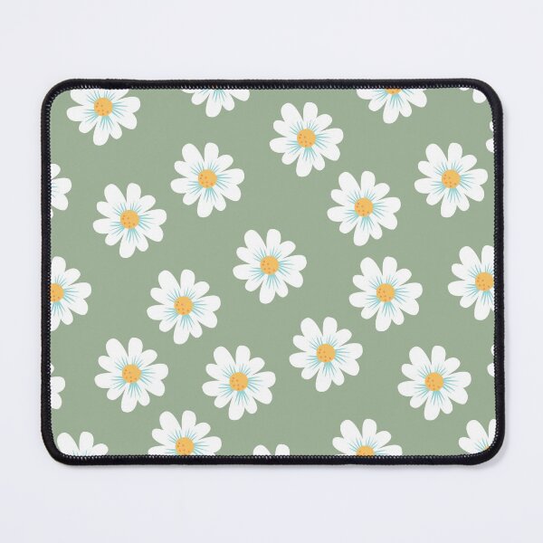 Item preview, White Spring Floral Pattern on Sage Green Background  designed and sold by DivineMoonlight.