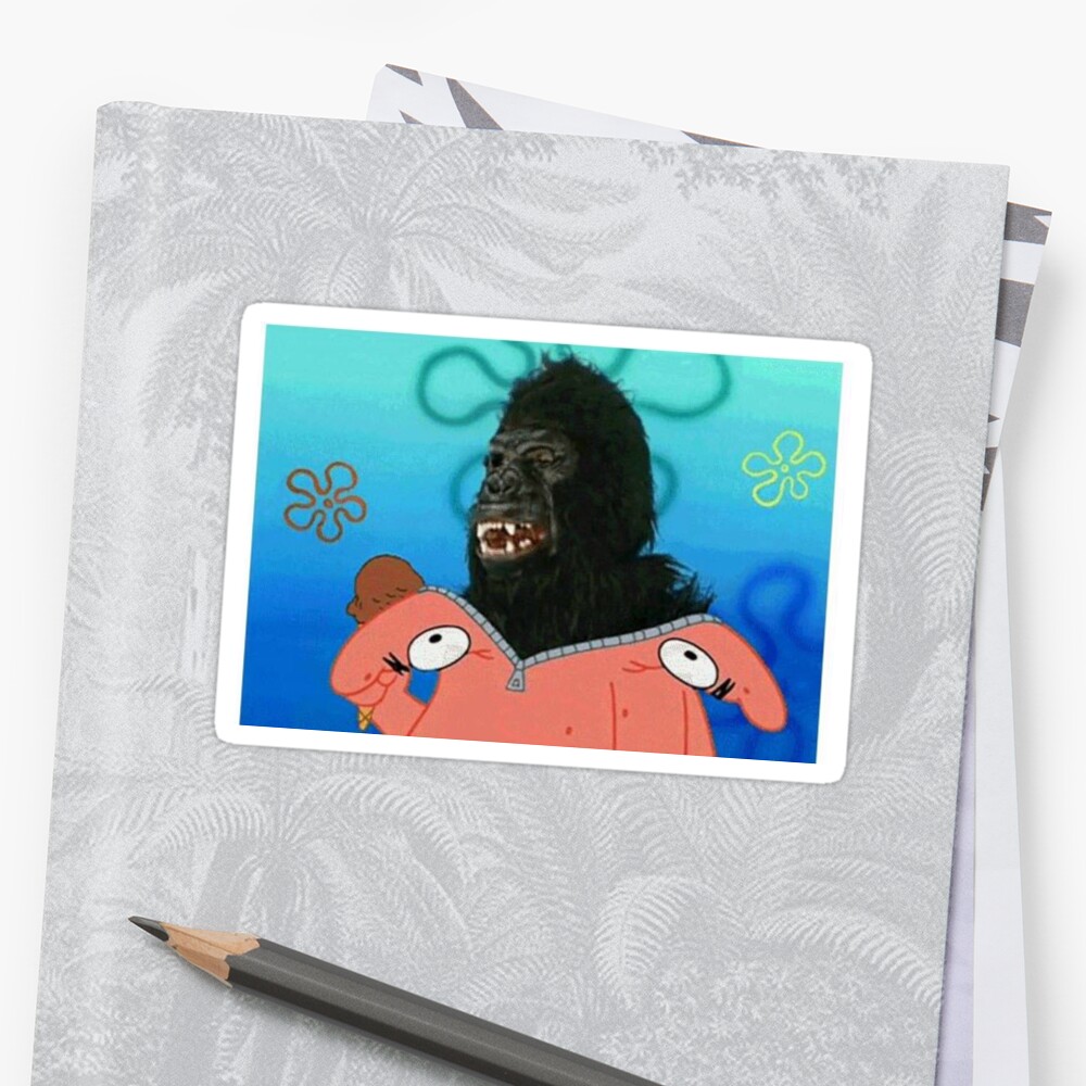 Exclusive Harambe Spongebob Meme Wow Stickers By Afirelob Redbubble