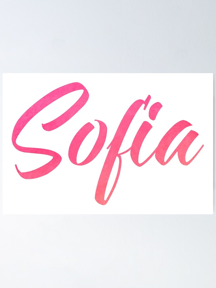 Póster «Sofía nombre de chicas de color rosa de tipo acuarela» de ComicKitsch Redbubble