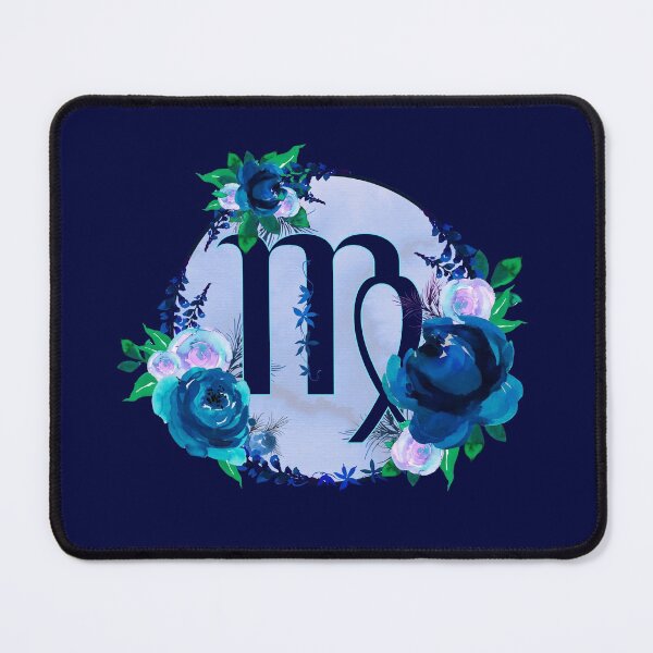 Item preview, Virgo Zodiac Horoscope Blue Floral Monogram designed and sold by Bumblefuzzies.