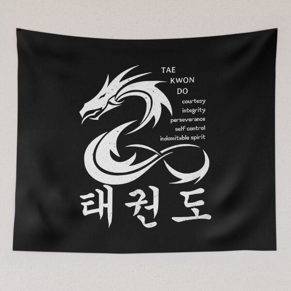 Item preview, Martial Arts Dragon with Korean Taekwondo Symbols and 5 TKD Tenets designed and sold by FunWearVM.