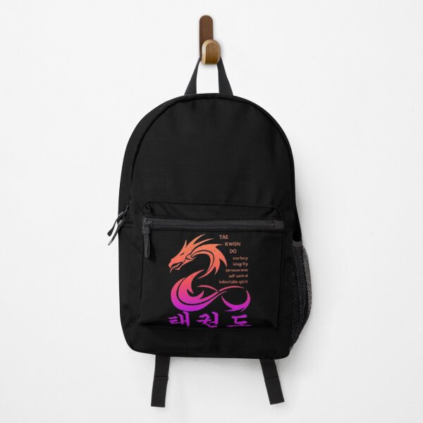 Item preview, Colorful Martial Arts Dragon with Korean Taekwondo Symbols and 5 TKD Tenets designed and sold by FunWearVM.