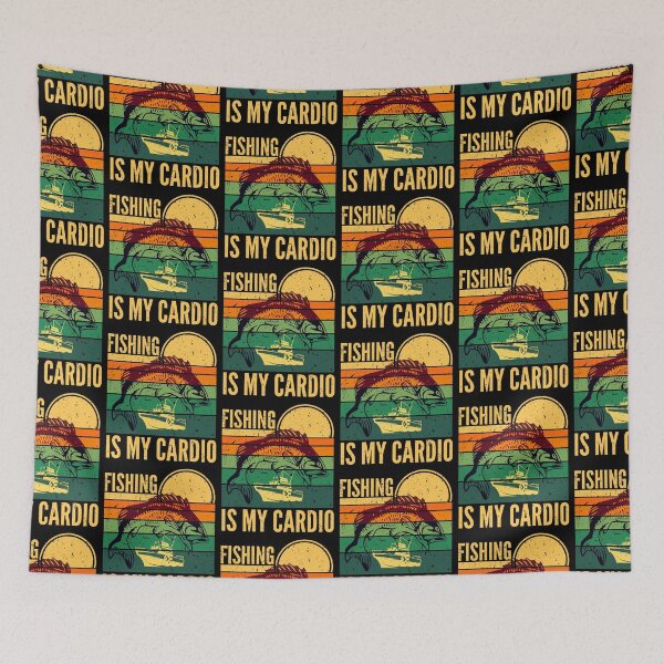 Item preview, Fishing Is My Cardio Retro Sunset designed and sold by SUNarea.