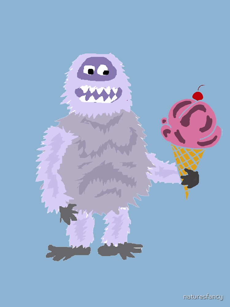 Yeti eating Ice Cream Chenille Iron-On Patch. Cute Abominable