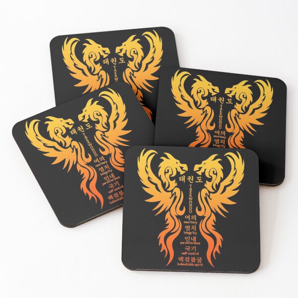Item preview, TKD Taekwondo Tenets with Golden Dragons designed and sold by FunWearVM.
