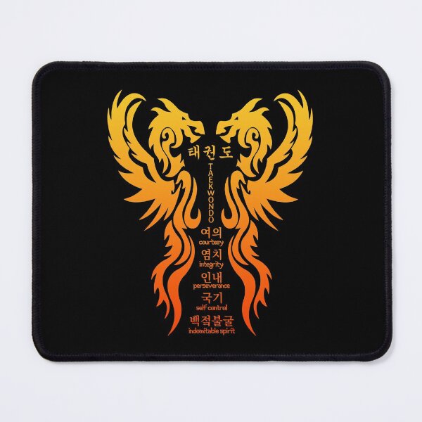 Item preview, TKD Taekwondo Tenets with Golden Dragons designed and sold by FunWearVM.