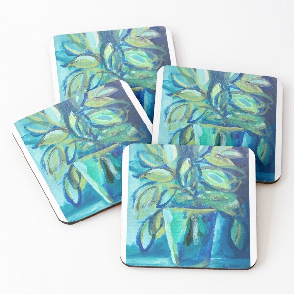 Item preview, Green leaves in blue pot designed and sold by elizabeth mcentee.