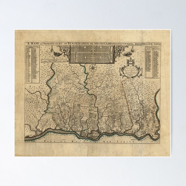 Item preview, Map Of Pennsylvania 1730 designed and sold by mollyfare.