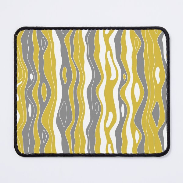 Item preview, Abstract, waves, lines, mustard yellow, grey, white pattern designed and sold by Svitac.