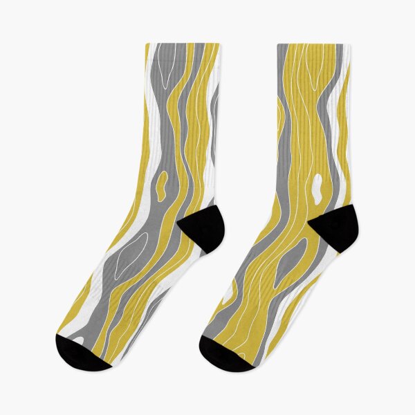 Item preview, Abstract, waves, lines, mustard yellow, grey, white pattern designed and sold by Svitac.