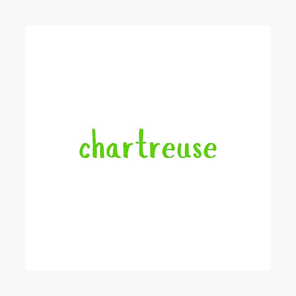 Vista previa del artículo con la obra «NOMBRE DEL COLOR CHARTREUSE (sobre fondo blanco)», diseñado y vendido por EllieMonroe.