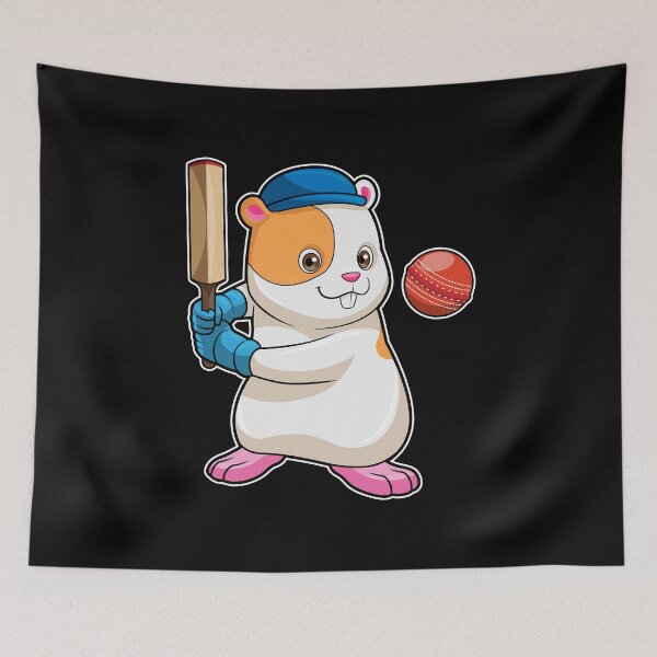 Item preview, Hamster at Cricket with Cricket bat & Cap designed and sold by Snabdesign84.