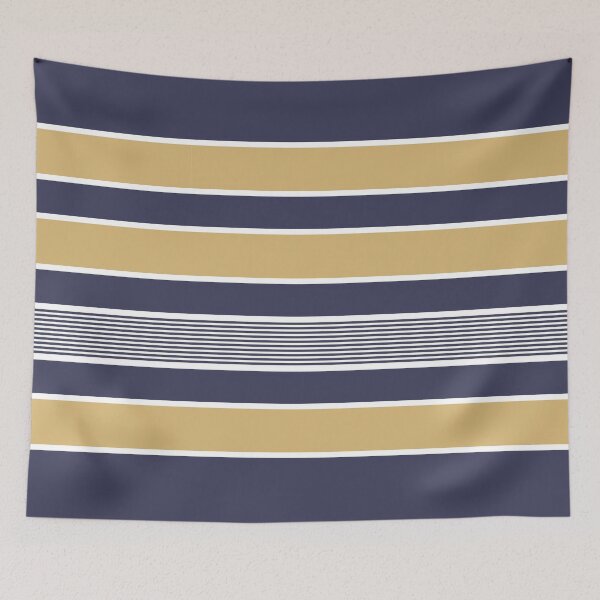 Aperçu de l'œuvre Horizontal stripes, navy blue, ochre, white créée et vendue par Svitac.