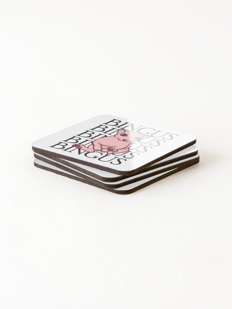 Thumbnail 4 of 5, Coasters (Set of 4), Bingus Text Array White designed and sold by Rzera-.