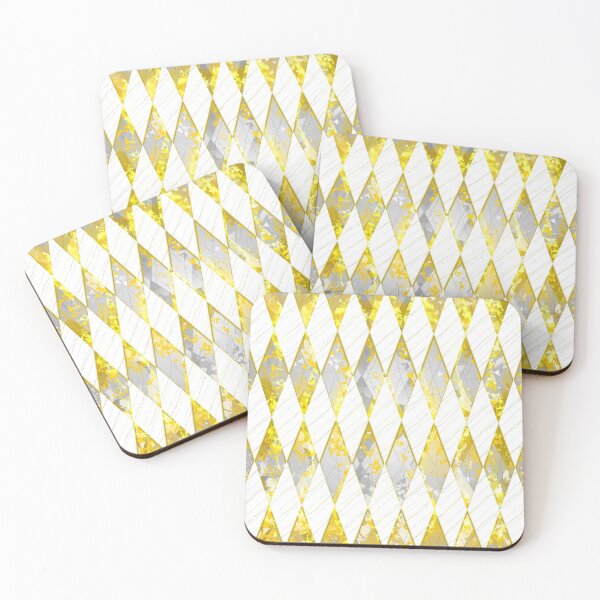Item preview, Diamond pattern, white, gold, yellow, light grey, modern, abstract designed and sold by Svitac.