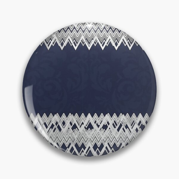 Item preview, Horizontal, elegant, modern, silver zig zag lines, navy blue pattern designed and sold by Svitac.
