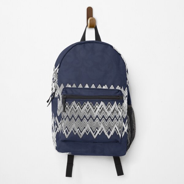 Item preview, Horizontal, elegant, modern, silver zig zag lines, navy blue pattern designed and sold by Svitac.