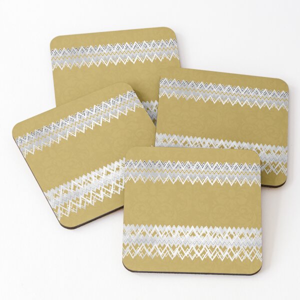 Item preview, Horizontal, elegant, modern, silver zig zag lines, mustard yellow, ochre pattern designed and sold by Svitac.