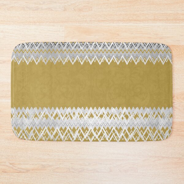 Artikelvorschau, Horizontal, elegant, modern, silver zig zag lines, mustard yellow, ochre pattern entworfen und verkauft von Svitac.