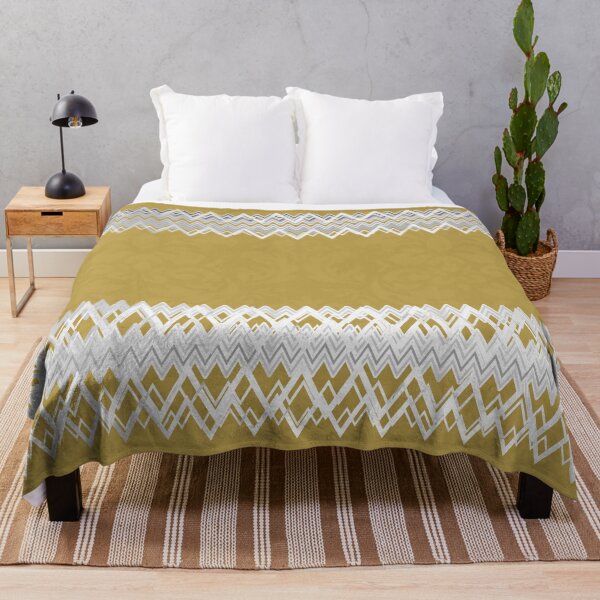 Item preview, Horizontal, elegant, modern, silver zig zag lines, mustard yellow, ochre pattern designed and sold by Svitac.
