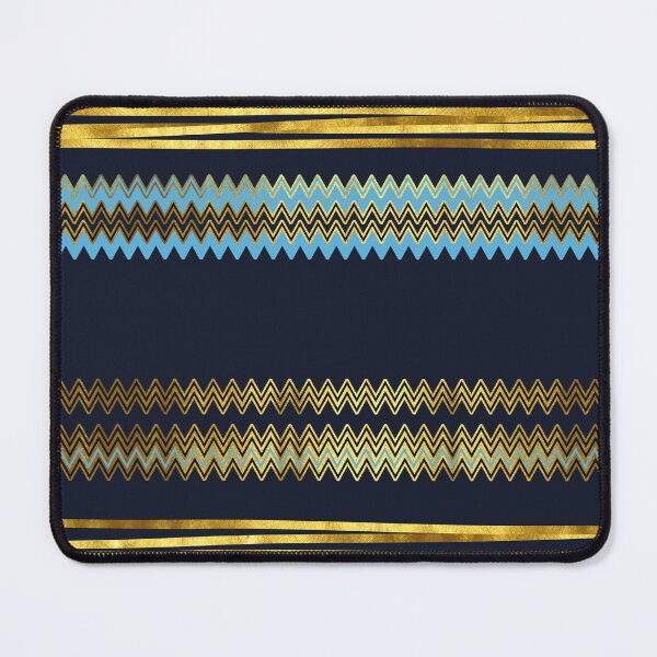 Item preview, Horizontal, elegant, modern, gold zig zag lines, navy blue, turquoise designed and sold by Svitac.