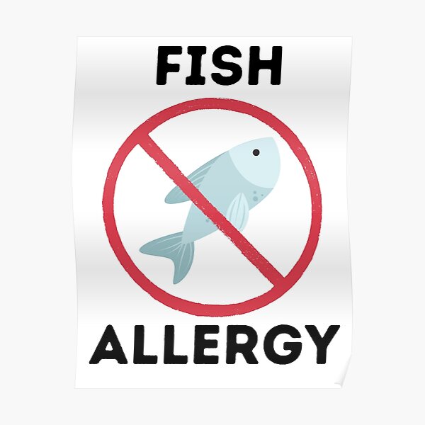 " No Fish ! Allergy Awareness Design " Poster for Sale by JosTees96
